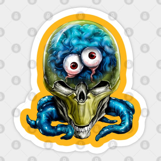 alien skull with eyes and tentacles Sticker by AndreyG